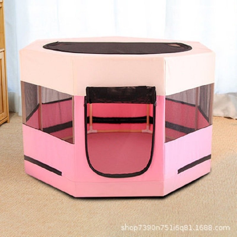 Portable Pet Soft Playpen; Pop up Tent Indoor & Outdoor Use Durable Paw Kennel Cage; Waterproof Bottom Removable Top Puppy Pen - pink Portable Pet Soft Playpen; Pop up Tent Indoor & Outdoor Use Durable Paw Kennel Cage; Waterproof Bottom Removable Top Puppy Pen - pink