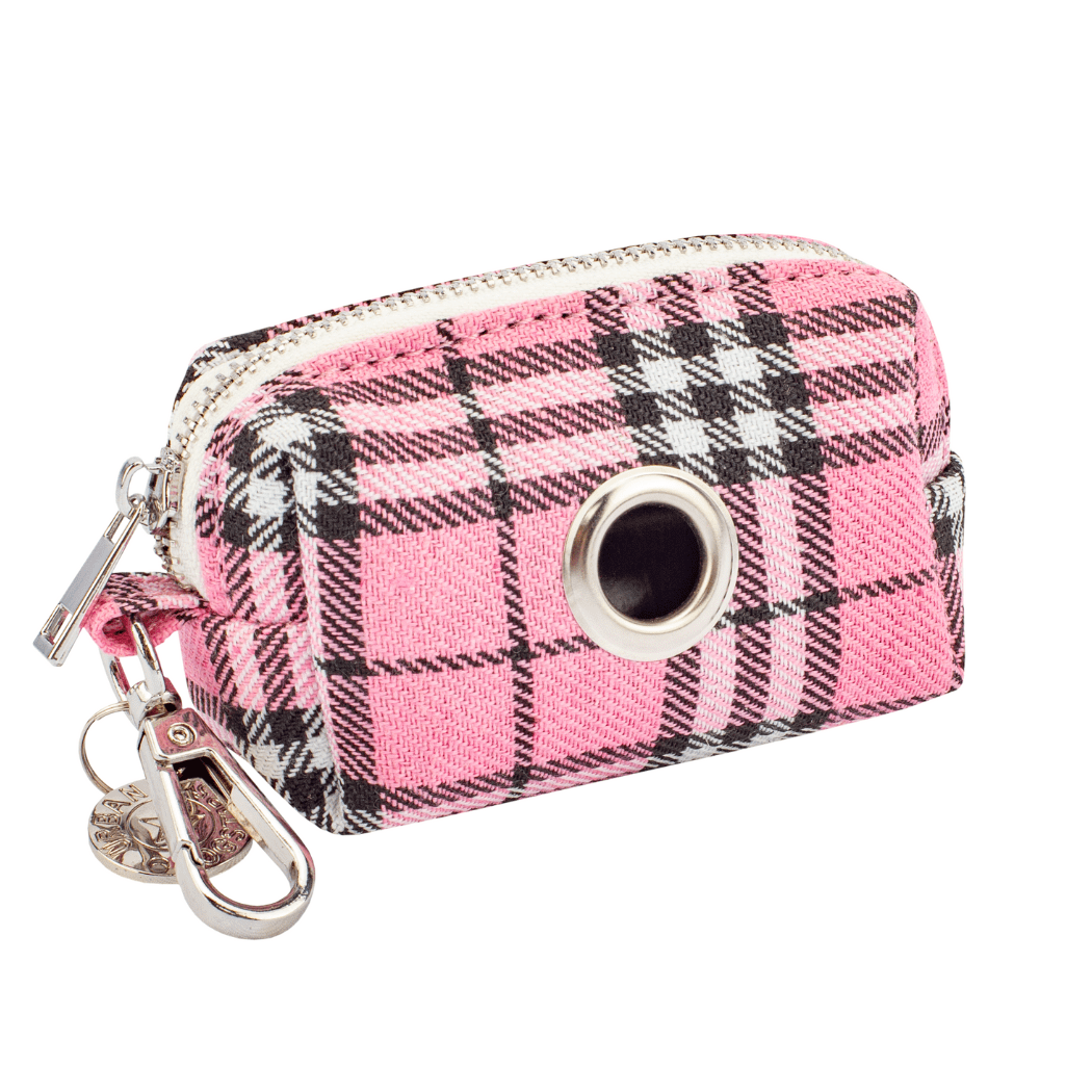 Waste Bag Holder -Beige Plaid - Pink Plaid Waste Bag Holder -Beige Plaid - Pink Plaid